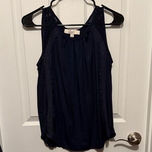 LOFT Dark Blue Lace Trim Tank Top